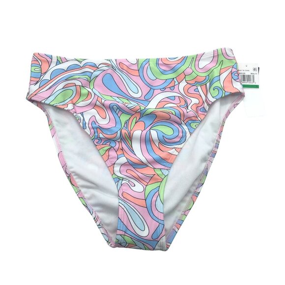 Salt + Cove Juniors' Printed High-Waist Bikini Bottoms Geometric Colorful L - Picture 3 of 6